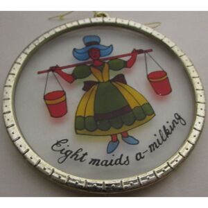 Vintage Christmas ornament eight maids a milking glass 12 days of Christmas